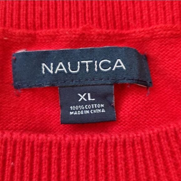 🔹️Nautica Red & Black Stripe Long Sleeve Sweater XLarge - Picture 6 of 7
